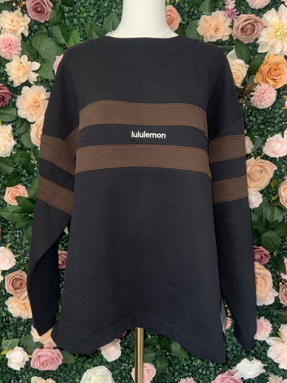 Lululemon Steady State Oversized Crewneck in Black & Walnut Crunch NWT Medium